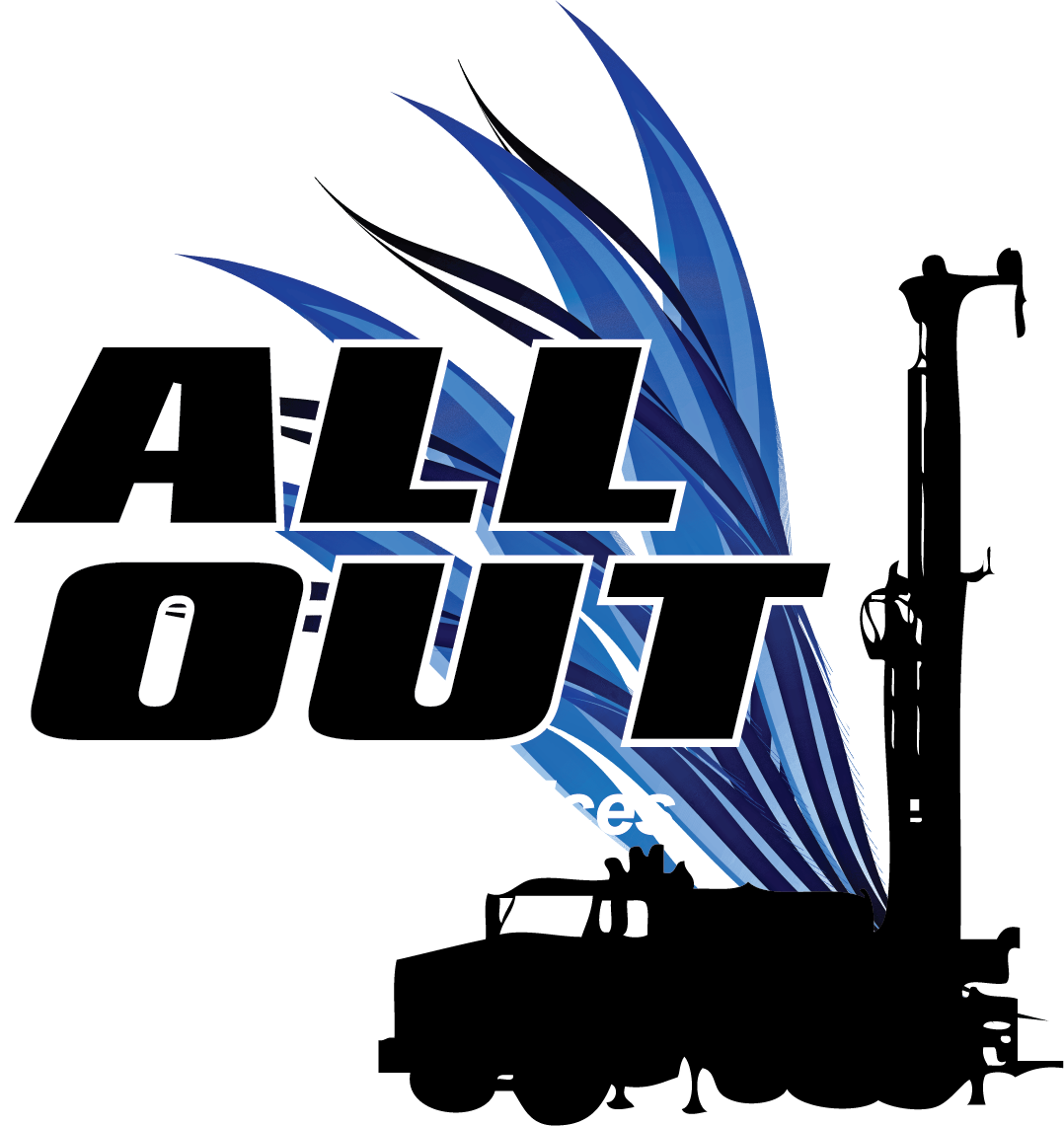 All Out Drilling - White Subtext Logo